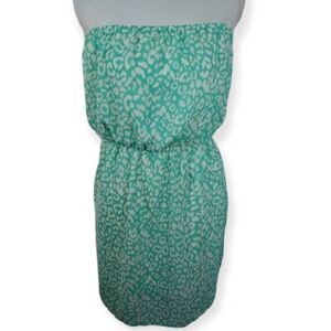 MANITO MINT & WHITE LEOPARD PRINT STRAPLESS DRESS SZ.M EUC.